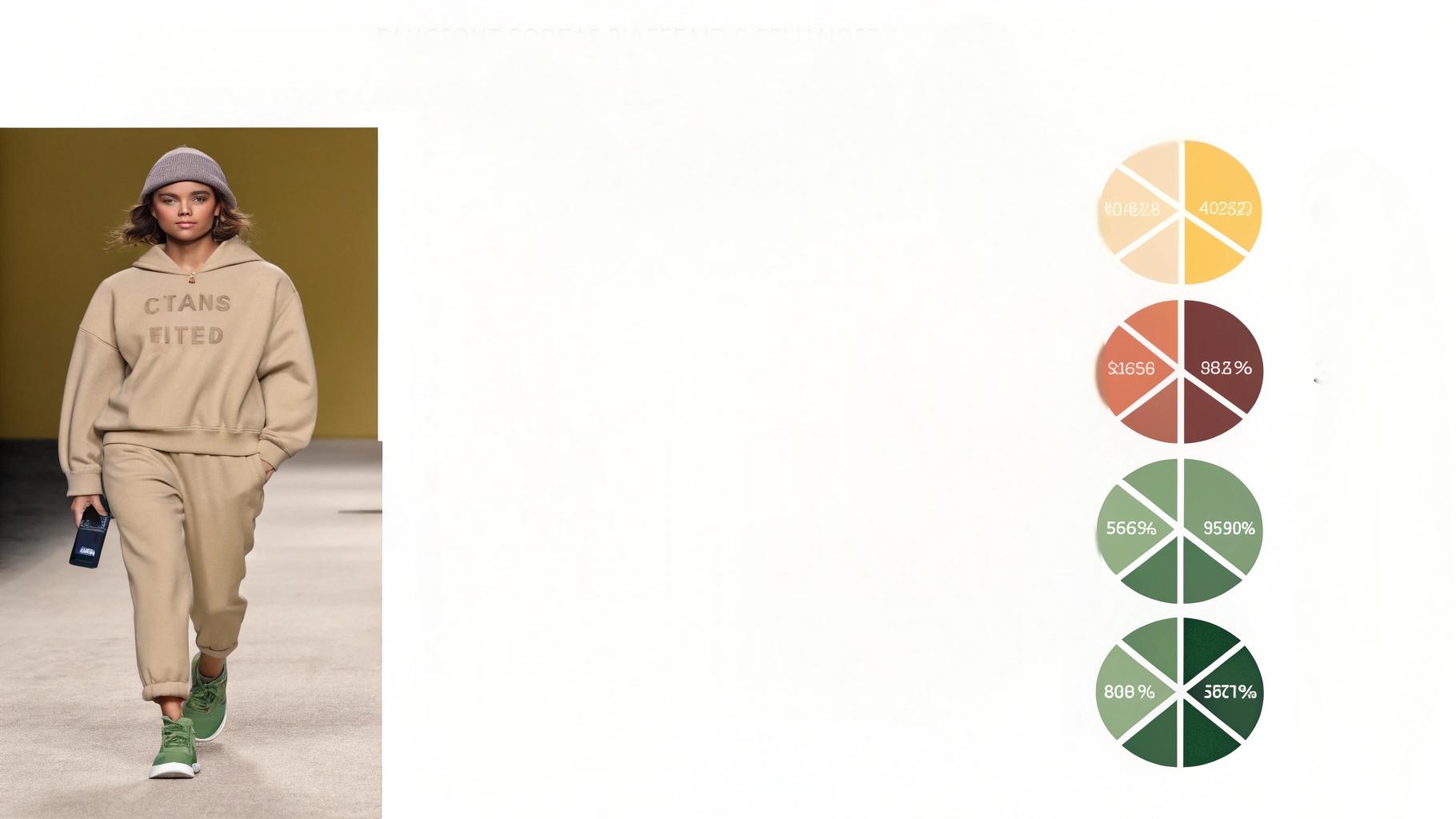 A visual representation of the factors influencing sweatshirt color trends, including Fashion Week runways in Paris, New York, and Milan, with designers showcasing key colors for upcoming seasons. The image also highlights the role of social media influencers on platforms like Instagram and TikTok, driving color trends through their style. Additionally, earthy, natural tones are featured, reflecting the growing interest in sustainability and eco-conscious fashion choices for 2025